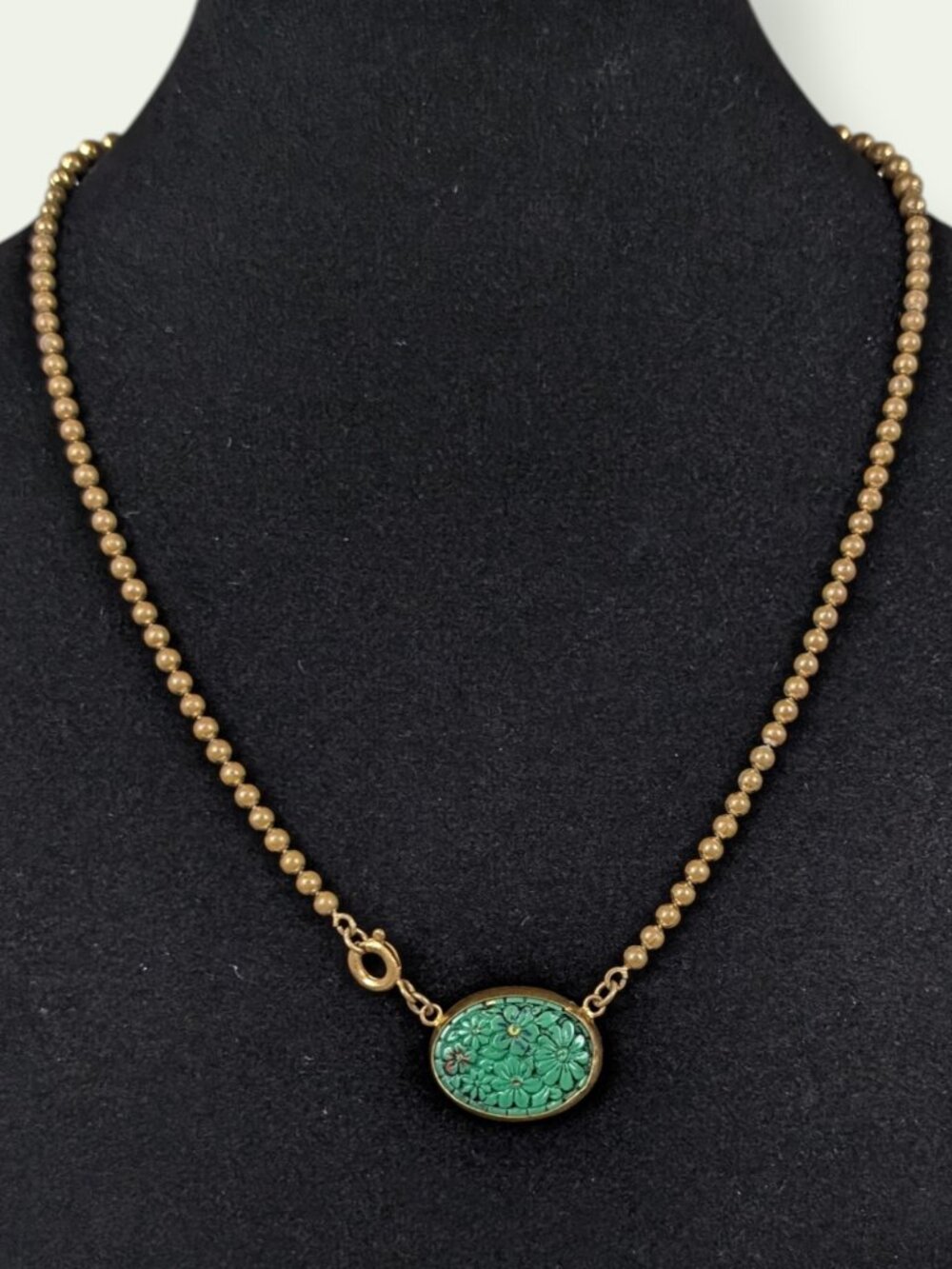 Vintage 1930s Peking Glass Floral Necklace